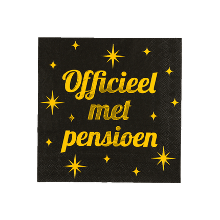 Pensioen Servetten Zwart Goud 19cm 16st van Paper Dreams koop je bij Partywinkel