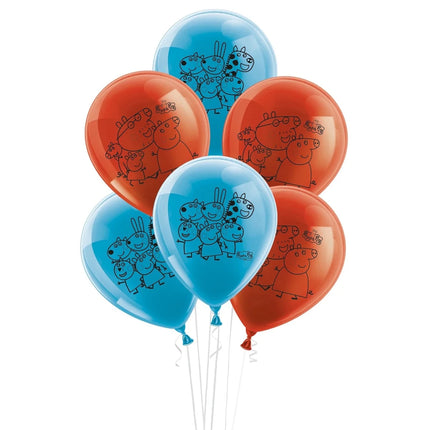 Peppa Pig Ballonnen Blauw Rood 25cm 10st van VDV Benefit koop je bij Partywinkel