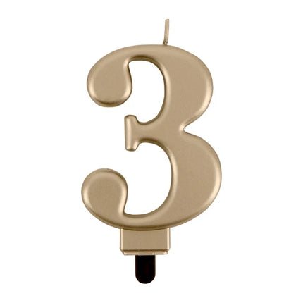 3 Jaar Kaars Goud 8cm