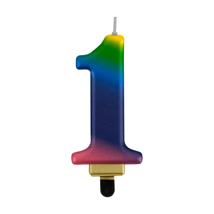 1 Jaar Kaars Regenboog 8cm