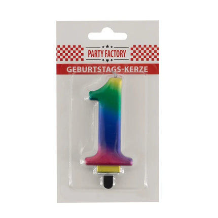 1 Jaar Kaars Regenboog 8cm