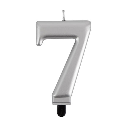 7 Jaar Kaars Zilver Metellic 7cm