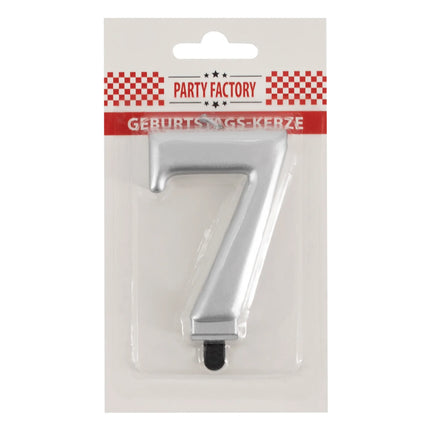 7 Jaar Kaars Zilver Metellic 7cm