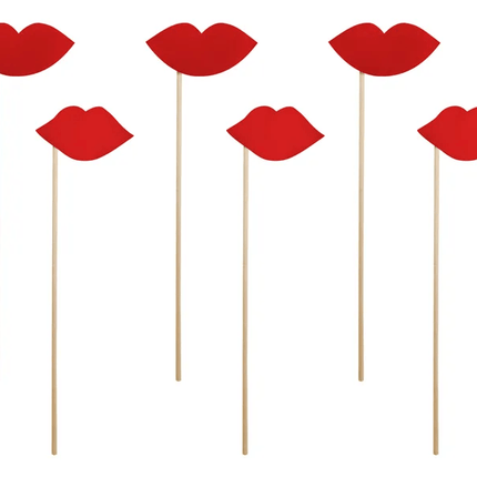 Photobooth Lippen Rood 6st van Partydeco koop je bij Partywinkel