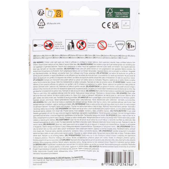 Piraat Ballonnen Gekleurd 33cm 6st van Folat koop je bij Partywinkel