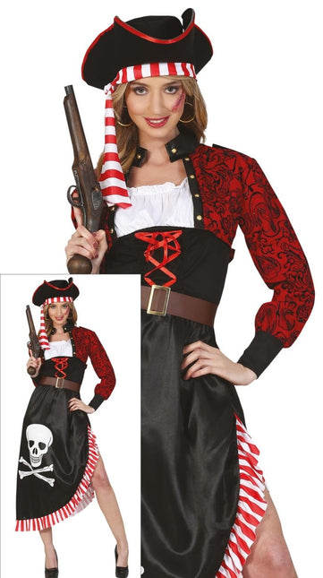 Piraat Jurk Rood Zwart Dames van Fiestas Guirca koop je bij Partywinkel