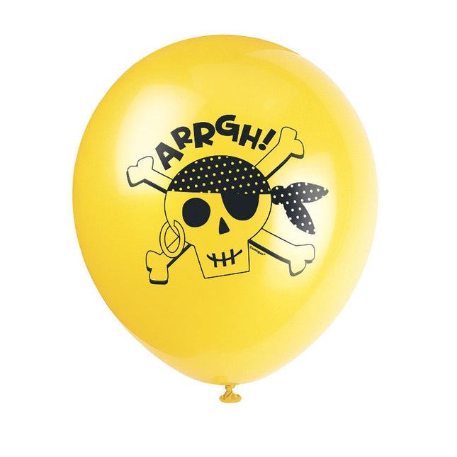 Piraten Ballonnen Arrgh 30cm 8st van Unique koop je bij Partywinkel