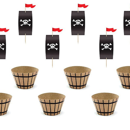 Piraten Cupcake Set 6st van Partydeco koop je bij Partywinkel