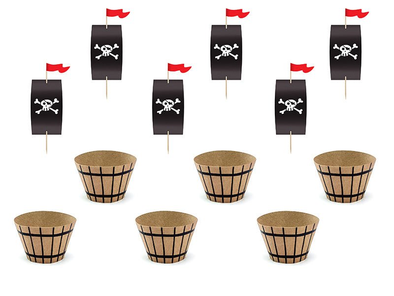 Piraten Cupcake Set 6st van Partydeco koop je bij Partywinkel