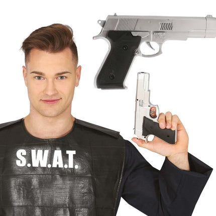 Pistool Zilver 24cm van Fiestas Guirca koop je bij Partywinkel