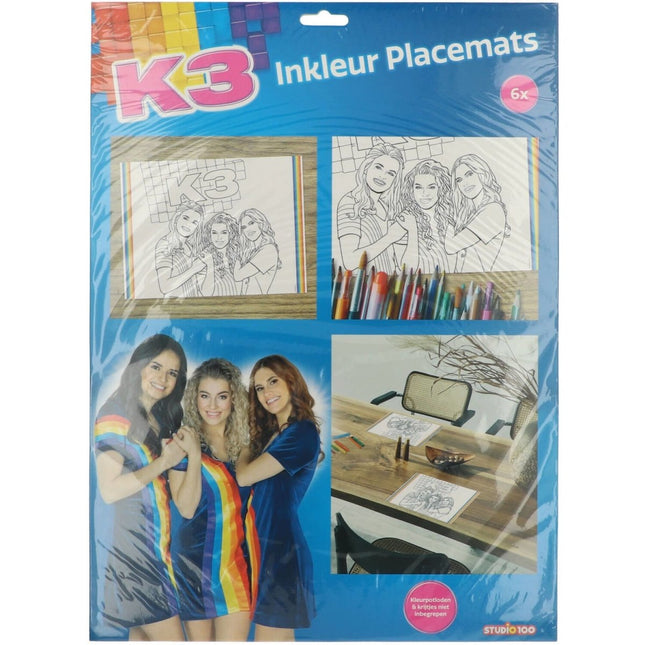 Placemats Kleurplaten K3 6st van Folat koop je bij Partywinkel