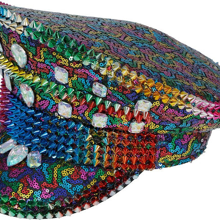 Police multicolor hat with studs, adult van Fiestas Guirca koop je bij Partywinkel