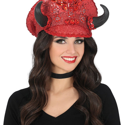 Police red hat with horns, adult van Fiestas Guirca koop je bij Partywinkel