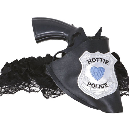 Politie Kousenband met Nep Geweer en Holster van Fiestas Guirca koop je bij Partywinkel