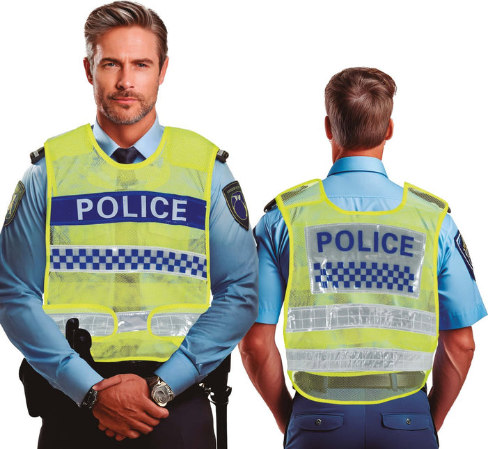 Politie Vest Blauw Geel van Fiestas Guirca koop je bij Partywinkel