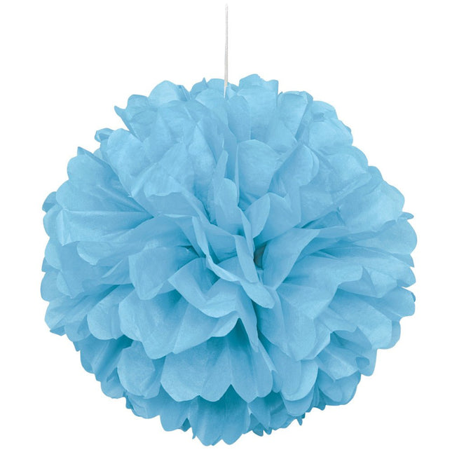Pompon Lichtblauw 20cm 3st van Unique koop je bij Partywinkel