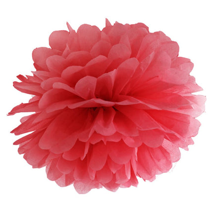 Pompon Rood 25cm van Partydeco koop je bij Partywinkel