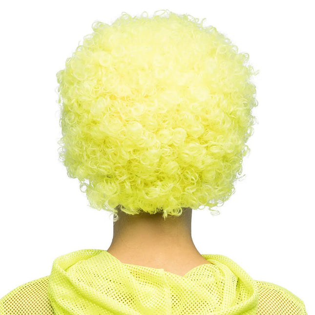 Pruik Curly neongeel UV van Boland koop je bij Partywinkel