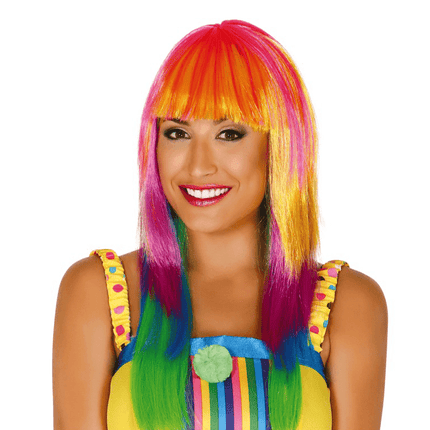 Pruik Lang Haar Meerkleurig van Fiestas Guirca koop je bij Partywinkel