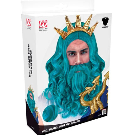 Pruik Poseidon/Neptunes Met Baard En Snor van Widmann koop je bij Partywinkel