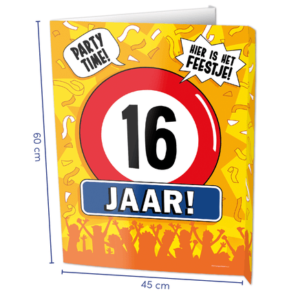 Raambord 16 jaar 60cm van Paper Dreams koop je bij Partywinkel