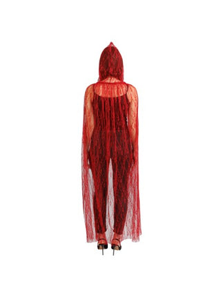 Kanten Cape Rood Met Capuchon