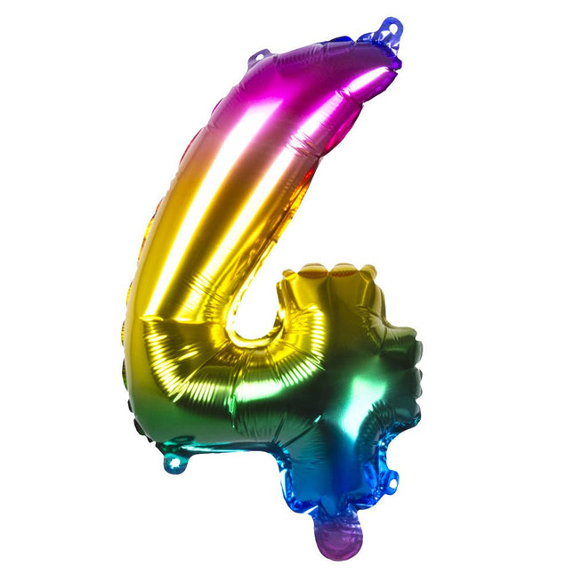 Regenboog Cijfer Ballon 4 Jaar 36cm van Boland koop je bij Partywinkel