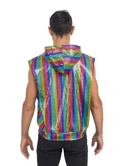 Regenboog Disco Vest Mouwloos Heren van CHAKS koop je bij Partywinkel