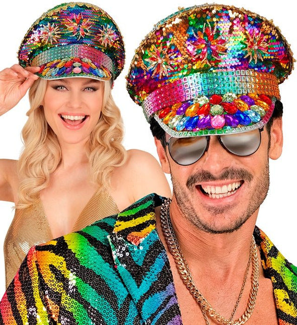 Regenboog Pet Pailletten van Widmann koop je bij Partywinkel