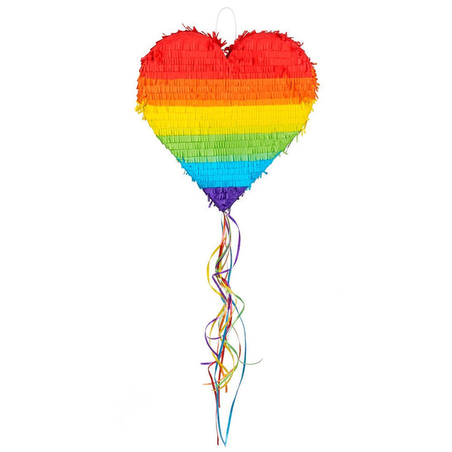 Regenboog Pinata Hart 37cm van Boland koop je bij Partywinkel