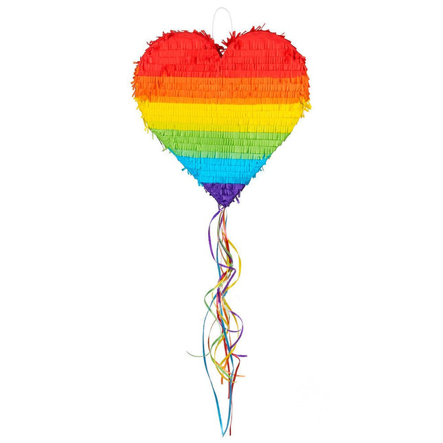 Regenboog Pinata Hart 37cm van Boland koop je bij Partywinkel