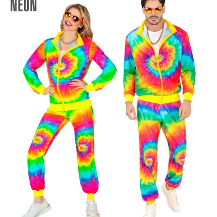 Regenboog Trainingspak Fout Tie Dye van Widmann koop je bij Partywinkel
