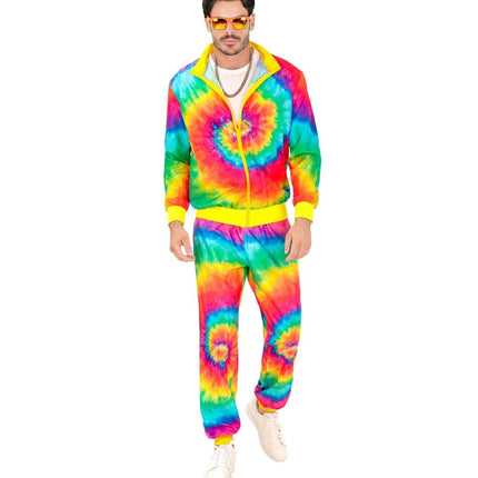 Regenboog Trainingspak Fout Tie Dye van Widmann koop je bij Partywinkel