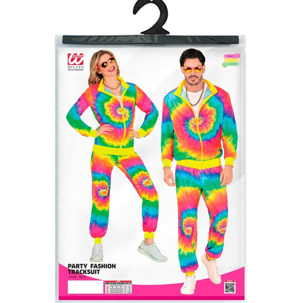 Regenboog Trainingspak Fout Tie Dye van Widmann koop je bij Partywinkel