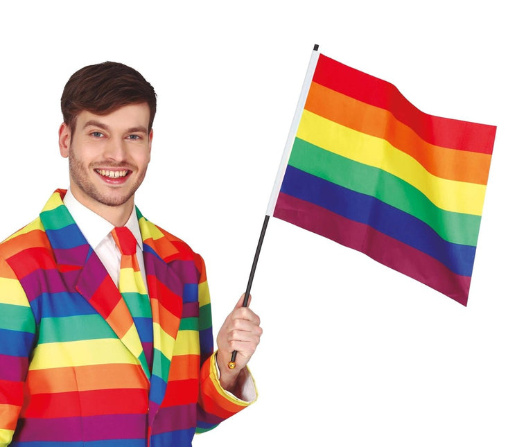 Regenboog Vlag Stok 45cm van Fiestas Guirca koop je bij Partywinkel