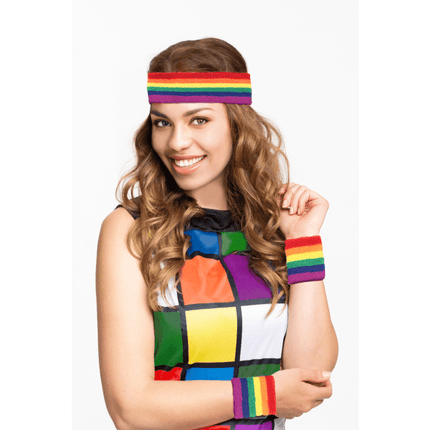 Regenboog Zweetbandjes 3 delig van Partychimp koop je bij Partywinkel