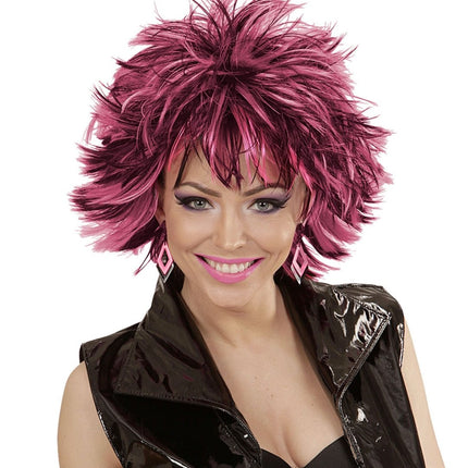 Rocker Pruik Zwart Roze van Widmann koop je bij Partywinkel