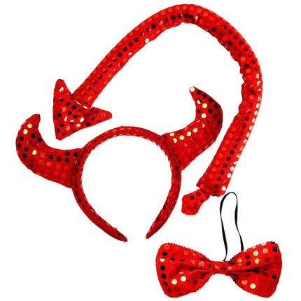 Rode Accessoireset Duivel Pailletten van Widmann koop je bij Partywinkel