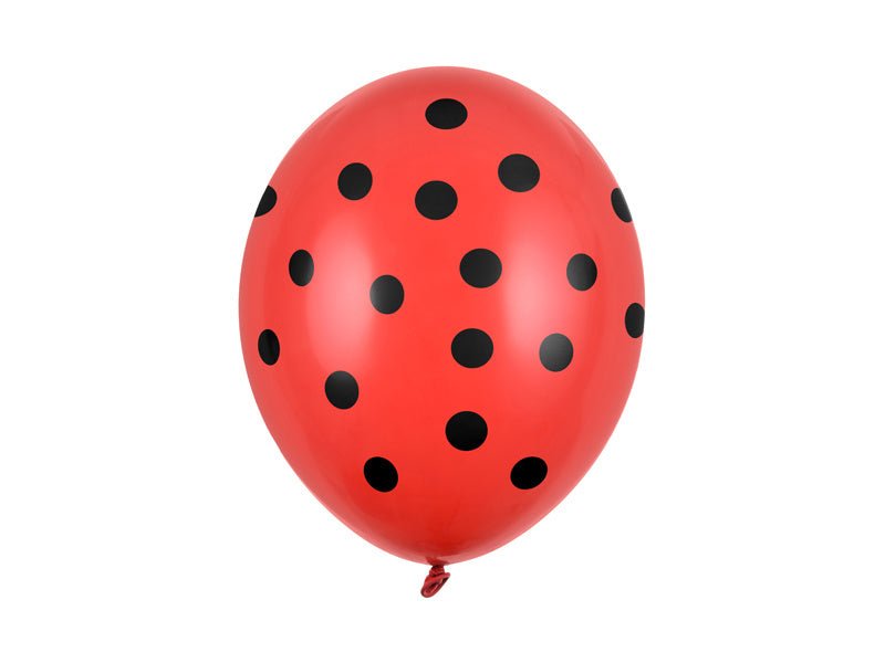 Rode Ballonnen Zwarte Stippen 30cm 6st van Partydeco koop je bij Partywinkel