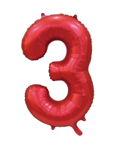 Rode Cijfer Ballon 3 Jaar Glans 86cm van WeFiesta koop je bij Partywinkel