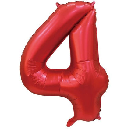 Rode Cijfer Ballon 4 Jaar Glans 86cm van WeFiesta koop je bij Partywinkel