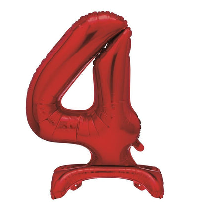 Rode Cijfer Ballon 4 Jaar Met Standaard 76cm van Unique koop je bij Partywinkel