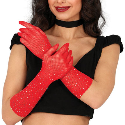 Rode Handschoenen Glitters 30cm van Fiestas Guirca koop je bij Partywinkel