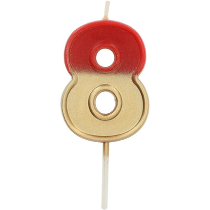 Rode Kaars 8 Jaar Retro van Folat koop je bij Partywinkel