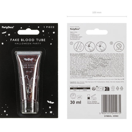 Rode Nep Bloed Tube 30ml van Partydeco koop je bij Partywinkel
