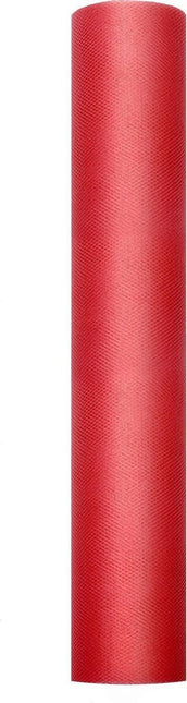 Rode Tule Rol 30cm 9m van Partydeco koop je bij Partywinkel