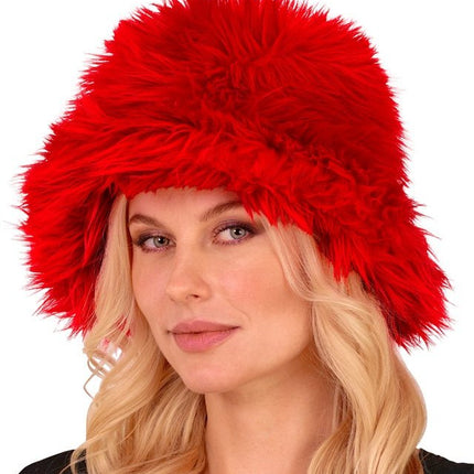 Rood Bucket Hat Pluche van Widmann koop je bij Partywinkel