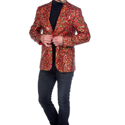 Rood Groene Blazer Heren Pailletten van Wilbers & Wilbers koop je bij Partywinkel