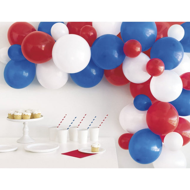 Rood Wit Blauwe Ballonnenboog 40 delig van Unique koop je bij Partywinkel