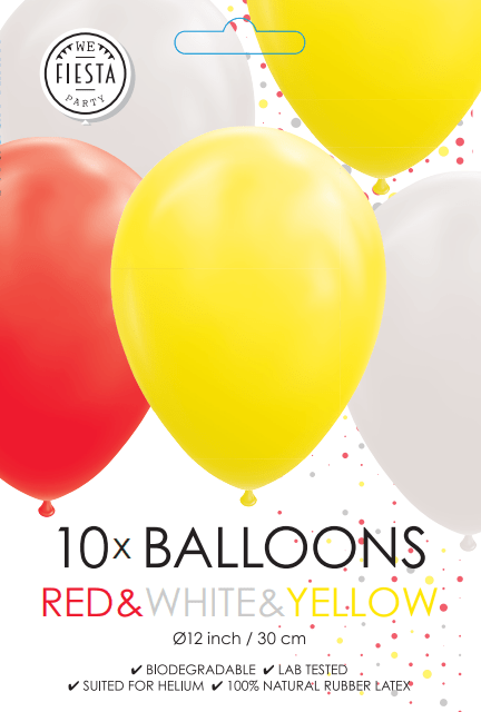 Rood Wit Gele Ballonnen 30cm 10st van WeFiesta koop je bij Partywinkel